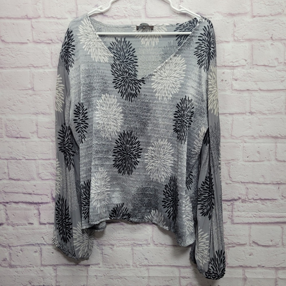 Belissimo New York Floral Tunic Peasant Blouse Sz 2X Flowy Boho Cottage Fairy‎